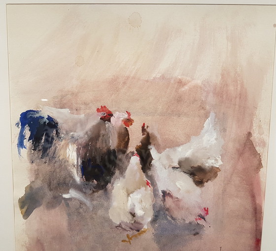 Image 1 of Jeanne Wesselius - Pollos de granja - acuarela