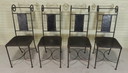 4 Black Wrought Iron And Leather Seats Dining Chairs