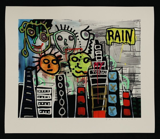 Image 1 of Paul Indrek Kostabi: "Boxes In The Sky, 2013, Signed, 17/75".