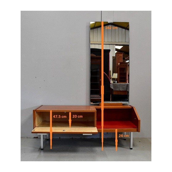 Image 1 of Vintage teak dressing table with a large mirror, 1960-1970
