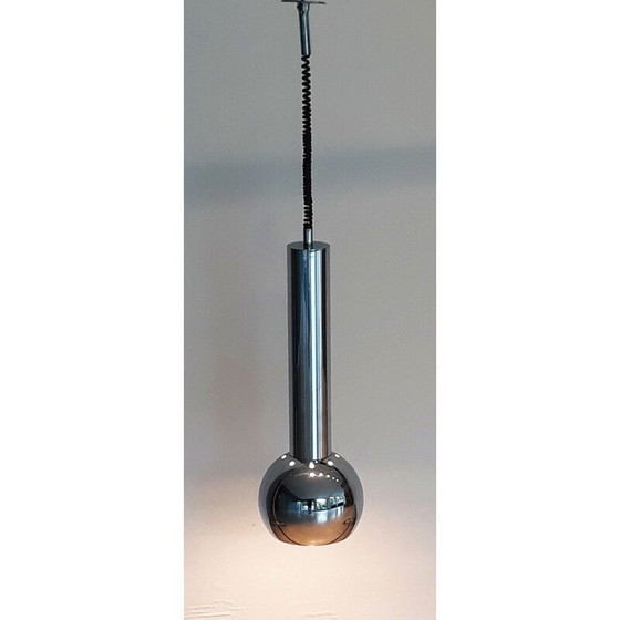 Image 1 of Vintage pendant lamp with extendable chrome ball, 1980