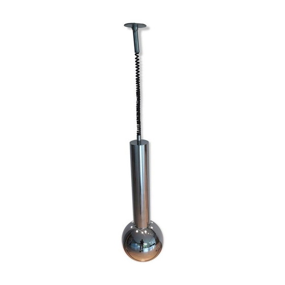 Image 1 of Vintage pendant lamp with extendable chrome ball, 1980