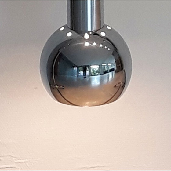 Image 1 of Vintage pendant lamp with extendable chrome ball, 1980