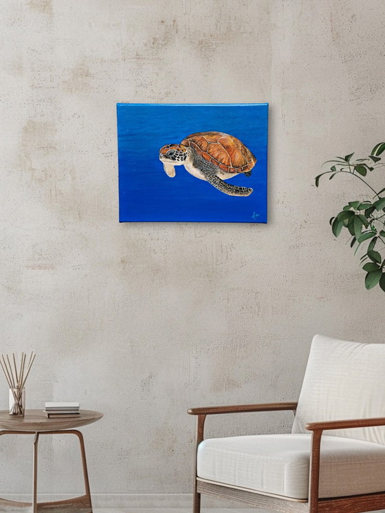 Image 1 of Acrylic Paint Painting Turtle 24X30 Cm