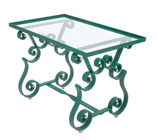 Wrought iron coffee table, Merceris, 1950