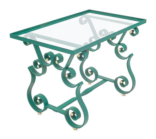 Wrought iron coffee table, Merceris, 1950