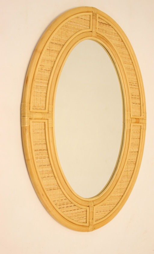 Large Oval Bamboo Wall Mirror