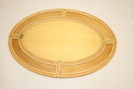 Image 1 of Large Oval Bamboo Wall Mirror