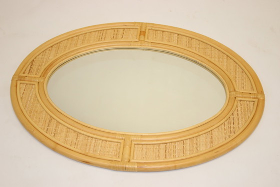 Image 1 of Large Oval Bamboo Wall Mirror