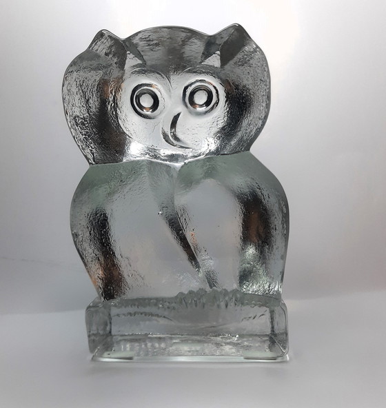 Image 1 of Solid Glass Owl Design Klaus Breit For Wiesenthalhutte 1970s