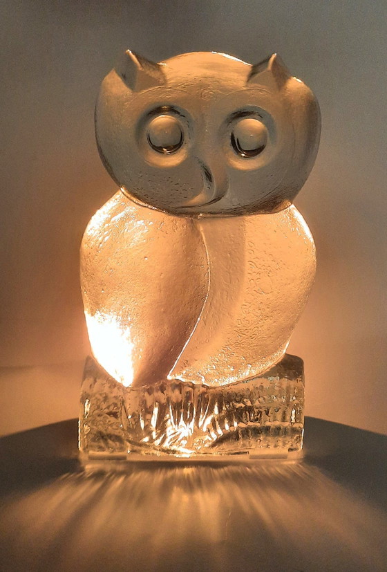 Image 1 of Solid Glass Owl Design Klaus Breit For Wiesenthalhutte 1970s