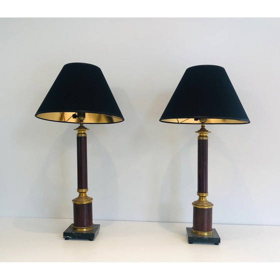 Image 1 of Coppia di lampade vintage in metallo e ottone, Francia 1940