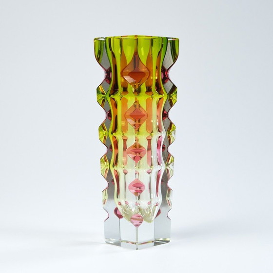 Image 1 of Vintage pink glass vase by Oldrich Lipsky for Novy Bor Exbor, Czechoslovakia 1964