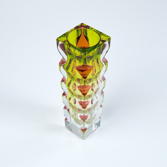 Image 1 of Vintage pink glass vase by Oldrich Lipsky for Novy Bor Exbor, Czechoslovakia 1964
