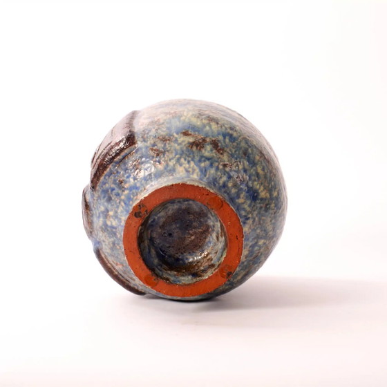 Image 1 of Blue glazed vase from the 1960's, "Face"