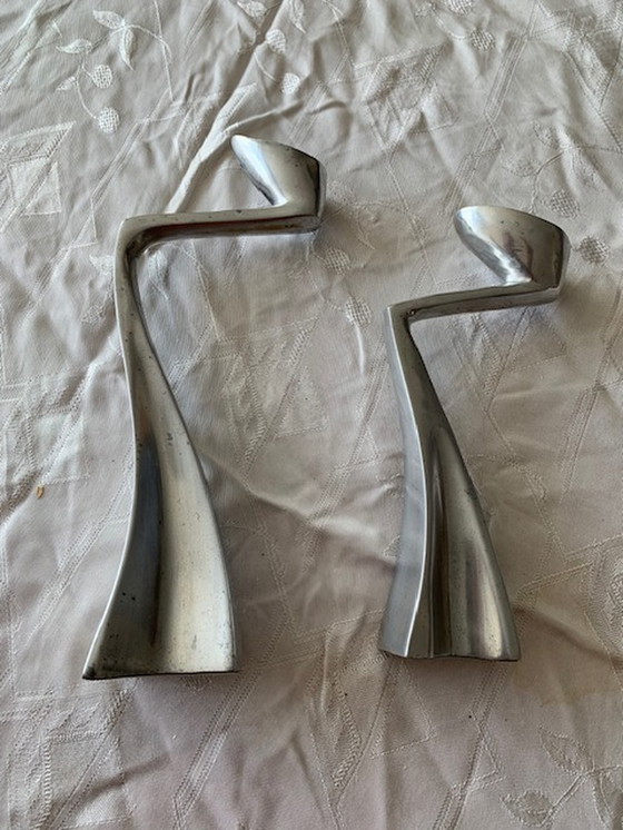 Image 1 of 2x Matthew Milton candlesticks Swan