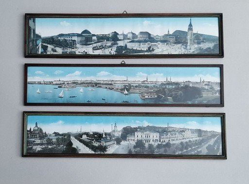 3 Frames With Old Panoramic Photos Hamburg