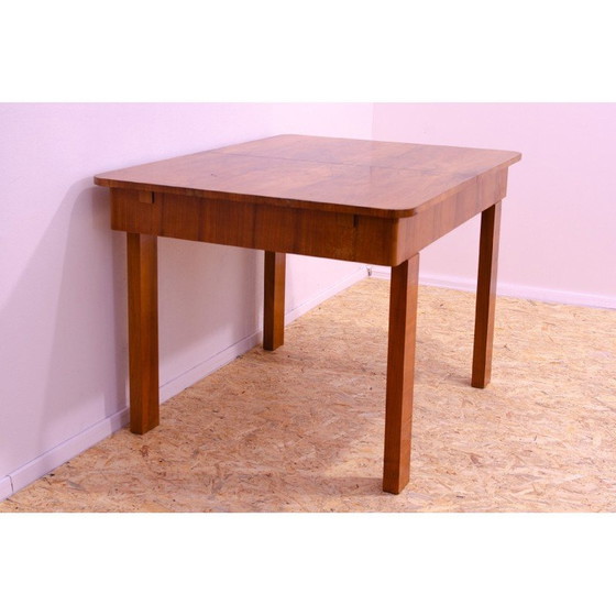 Image 1 of Vintage adjustable walnut wood dining table, Czechoslovakia 1930