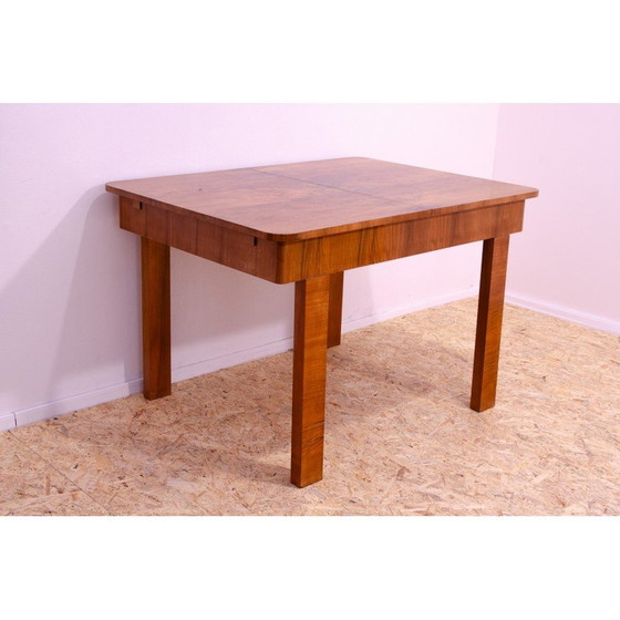 Image 1 of Vintage adjustable walnut wood dining table, Czechoslovakia 1930