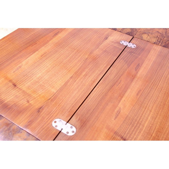 Image 1 of Vintage adjustable walnut wood dining table, Czechoslovakia 1930