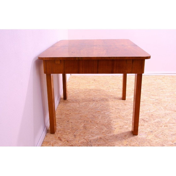 Image 1 of Vintage adjustable walnut wood dining table, Czechoslovakia 1930