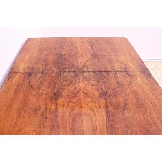 Image 1 of Vintage adjustable walnut wood dining table, Czechoslovakia 1930