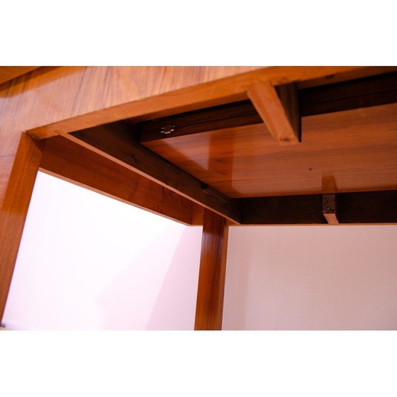 Image 1 of Vintage adjustable walnut wood dining table, Czechoslovakia 1930