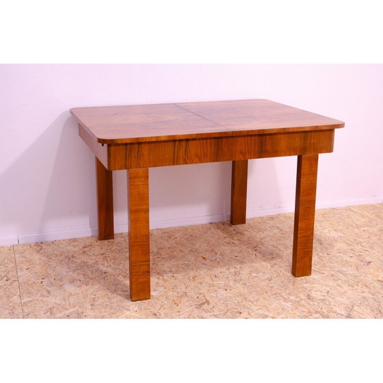 Image 1 of Vintage adjustable walnut wood dining table, Czechoslovakia 1930