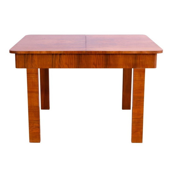 Image 1 of Vintage adjustable walnut wood dining table, Czechoslovakia 1930