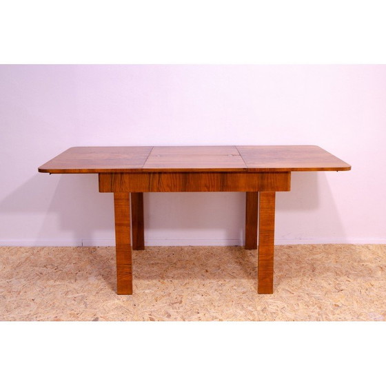 Image 1 of Vintage adjustable walnut wood dining table, Czechoslovakia 1930