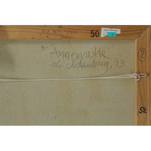 Acrílico vintage sobre lienzo de Annemette Lichtenberg, 1993