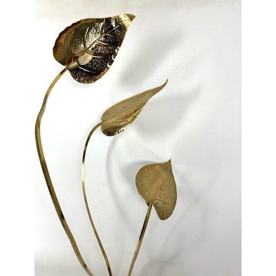 Image 1 of Lampada da terra vintage in ottone a 3 bracci di Tommaso Barbi, Italia 1970