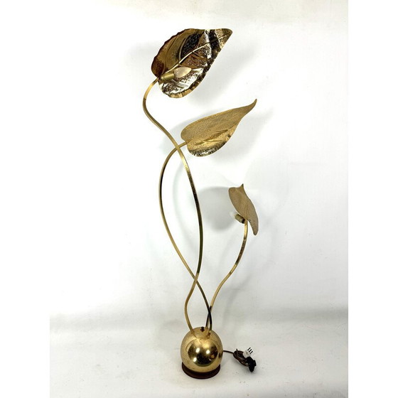 Image 1 of Lampada da terra vintage in ottone a 3 bracci di Tommaso Barbi, Italia 1970