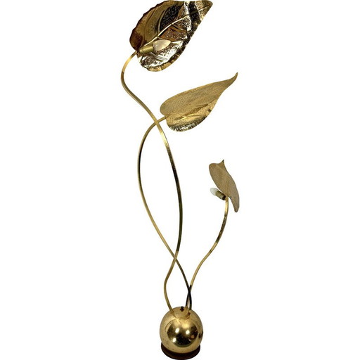 Vintage 3-arm brass floor lamp by Tommaso Barbi, Italy 1970