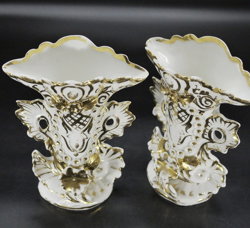 Pair Of Large Porcelain Vases Old Paris Napoléon Iii Xix Siècle