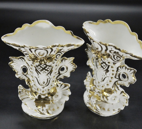 Image 1 of Pair Of Large Porcelain Vases Old Paris Napoléon Iii Xix Siècle