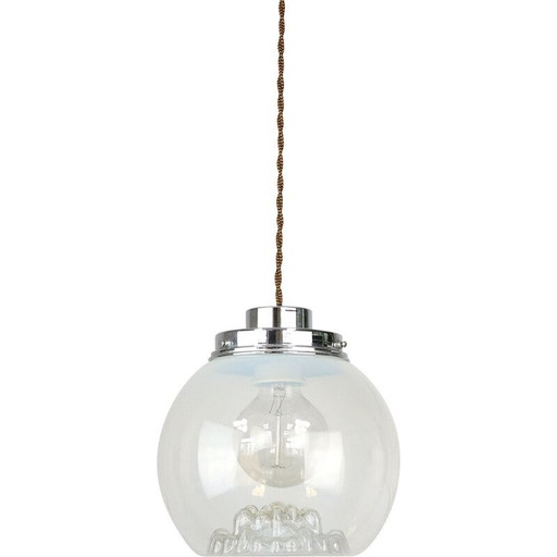 Vintage chrome and Murano glass pendant lamp, Italy