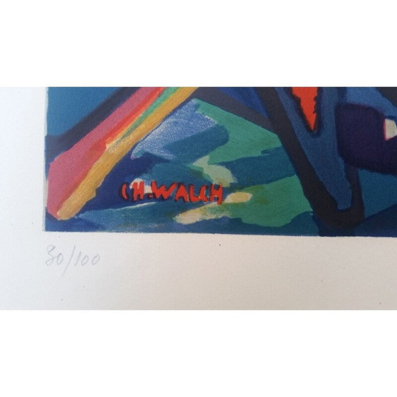 Image 1 of Vintage harlequin lithograph by Charles Walch, 1969