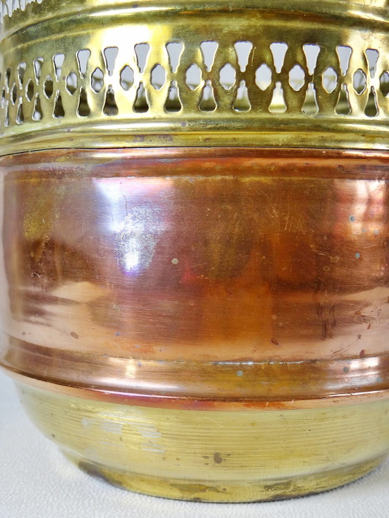 Image 1 of Antique copper and brass lace planter