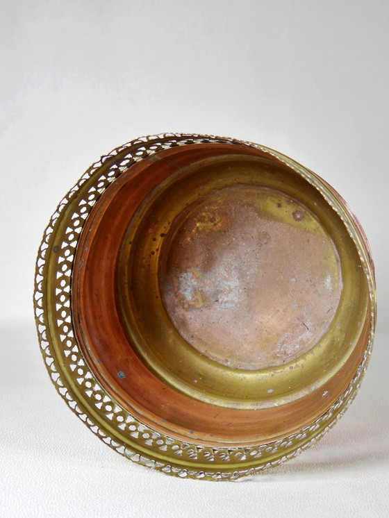 Image 1 of Antique copper and brass lace planter