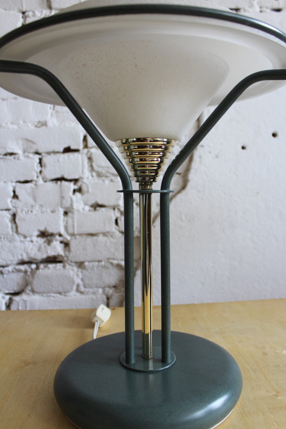 Image 1 of 2x Vintage Table Lamp Frosted Glass Italy 1970s