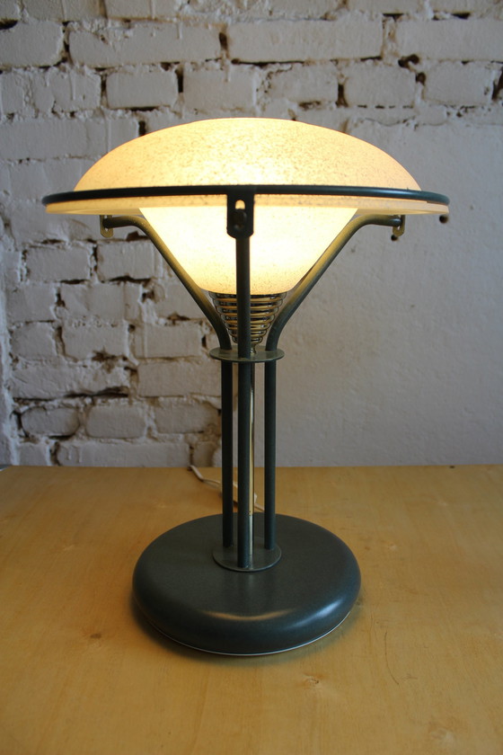 Image 1 of 2x Vintage Table Lamp Frosted Glass Italy 1970s