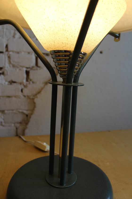 Image 1 of 2x Vintage Table Lamp Frosted Glass Italy 1970s