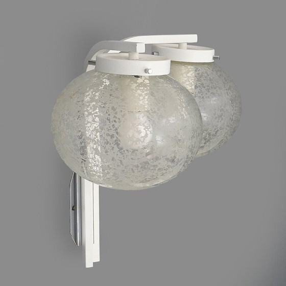 Image 1 of Vintage glass and chrome metal wall lamp for Stilnovo, Italy 1960