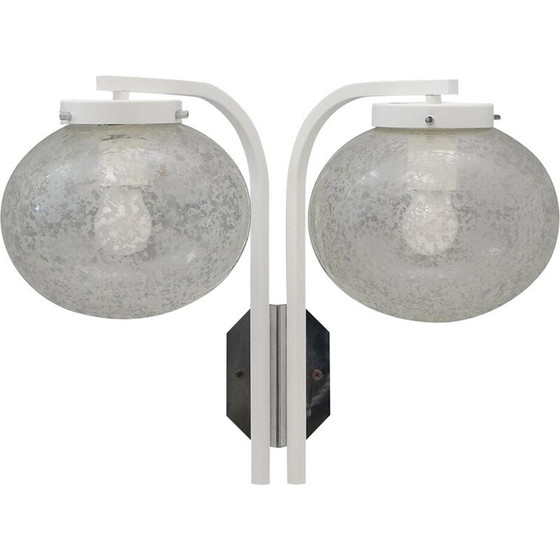 Image 1 of Vintage glass and chrome metal wall lamp for Stilnovo, Italy 1960