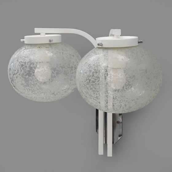 Image 1 of Vintage glass and chrome metal wall lamp for Stilnovo, Italy 1960