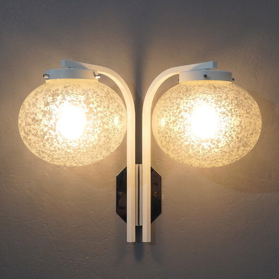 Image 1 of Vintage glass and chrome metal wall lamp for Stilnovo, Italy 1960