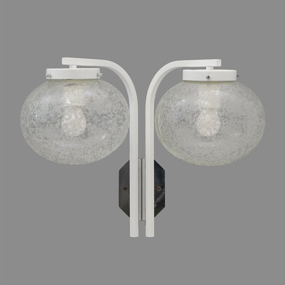 Image 1 of Vintage glass and chrome metal wall lamp for Stilnovo, Italy 1960