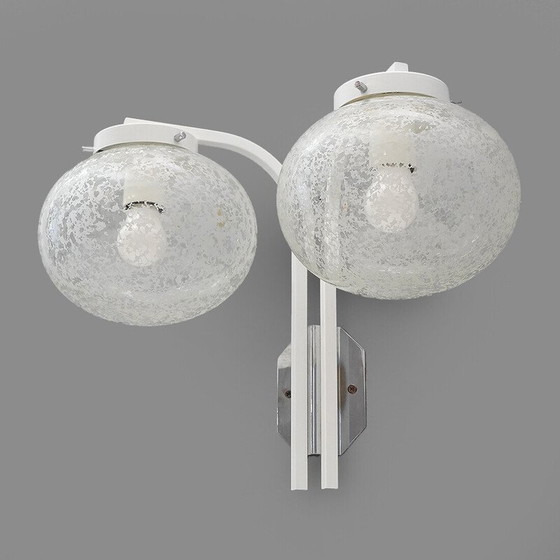 Image 1 of Vintage glass and chrome metal wall lamp for Stilnovo, Italy 1960