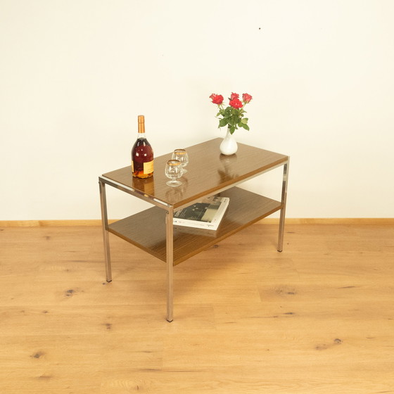 Image 1 of étagère tv, structure chromée à 2 niveaux, années 1960